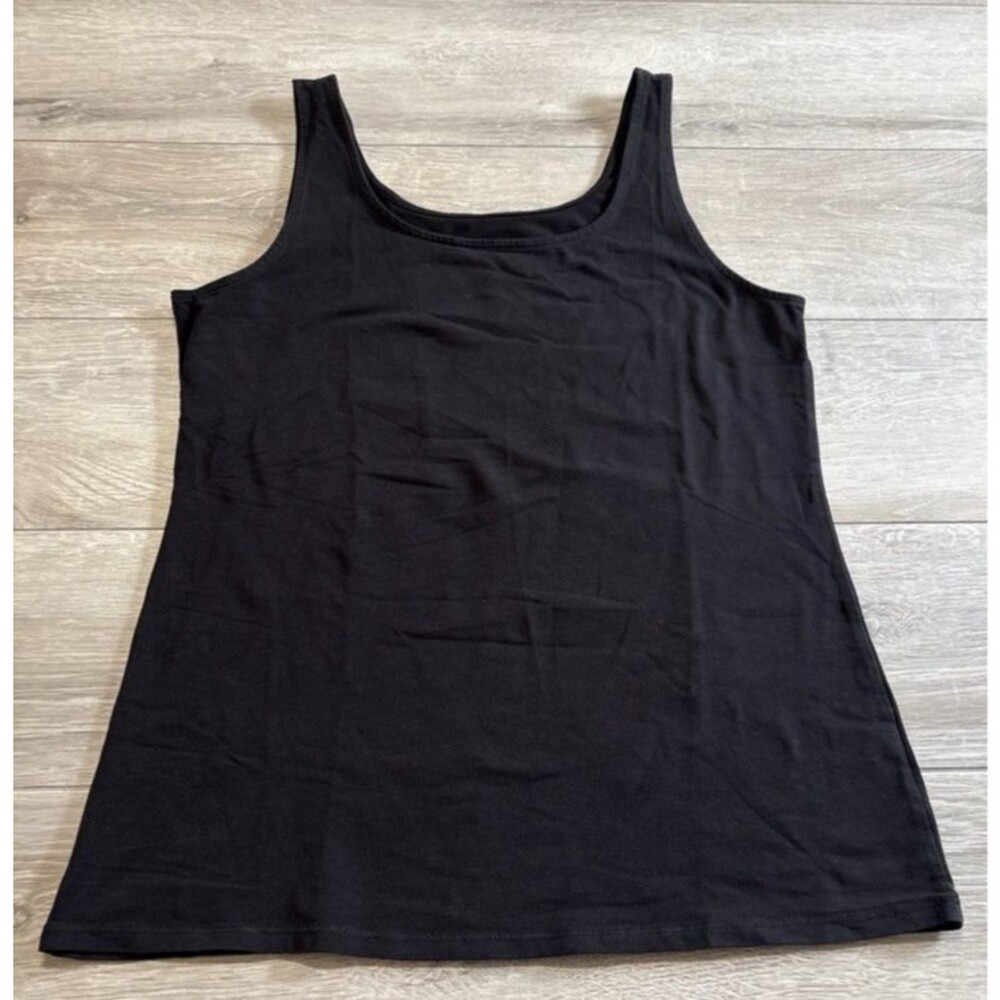 J. Jill Perfect Tank Black Double Scoop Neck Wide Strap Sleeveless Women's M
